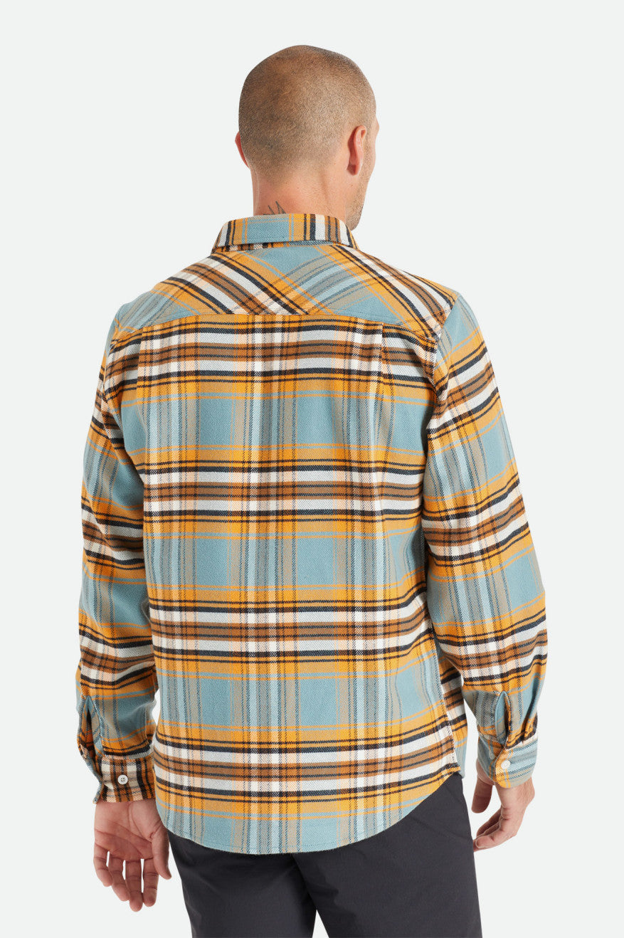 Men's Brixton Bowery Stretch L/S Utility Flannels Orange / White | 2813674-ZH