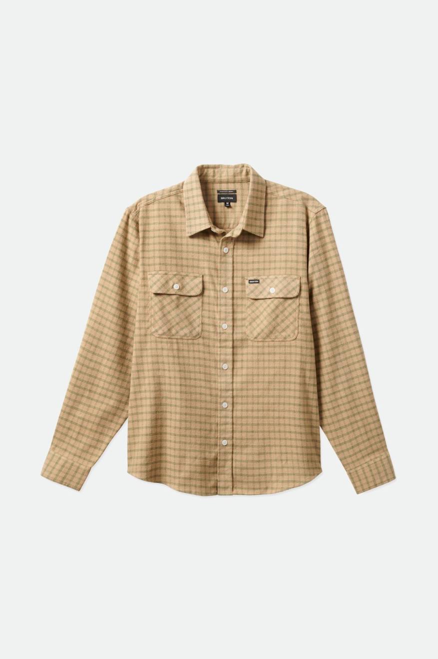 Men's Brixton Bowery Stretch L/S Utility Flannels Beige / Olive | 6582740-DG