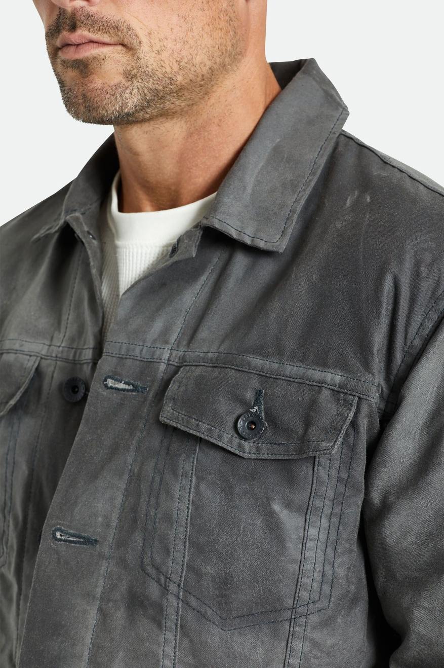 Men's Brixton Cable Reserve Waxed Canvas Trucker Jackets Grey | 1893054-FO