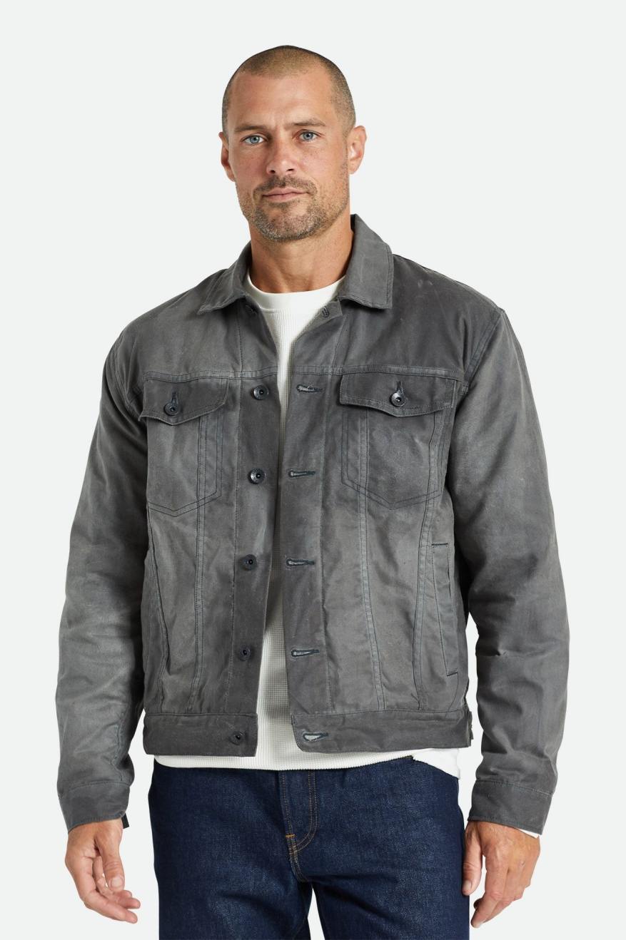 Men\'s Brixton Cable Reserve Waxed Canvas Trucker Jackets Grey | 1893054-FO