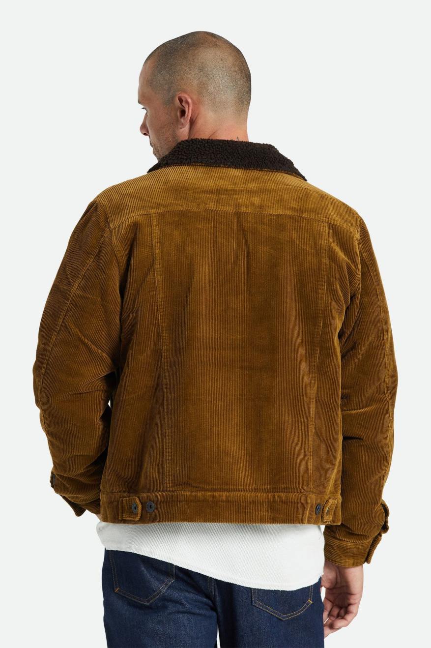 Men's Brixton Cable Sherpa Lined Trucker Jackets Brown | 8163479-BK