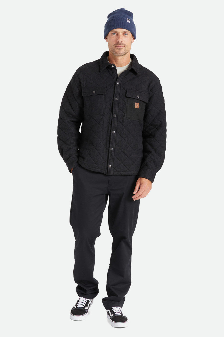 Men's Brixton Cass Quilted Fleece Jackets Black | 4926085-KD