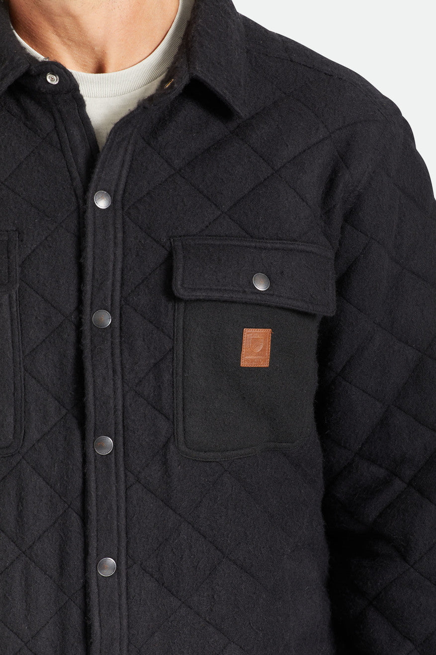 Men's Brixton Cass Quilted Fleece Jackets Black | 4926085-KD