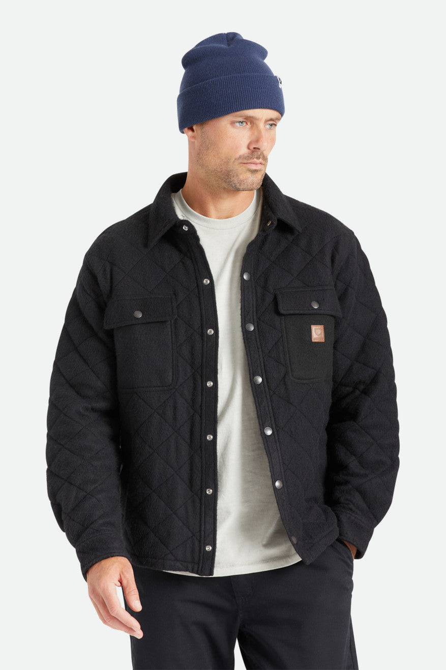 Men's Brixton Cass Quilted Fleece Jackets Black | 4926085-KD