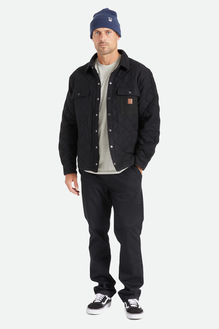 Men's Brixton Cass Quilted Fleece Jackets Black | 4926085-KD