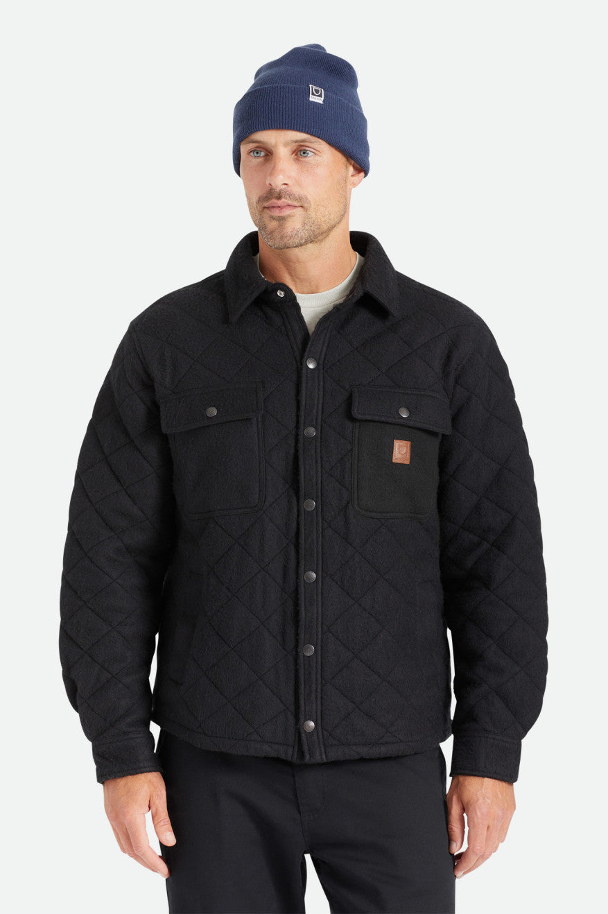 Men\'s Brixton Cass Quilted Fleece Jackets Black | 4926085-KD