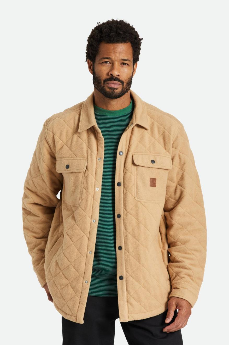 Men\'s Brixton Cass Quilted Fleece Jackets Beige | 8752943-FN