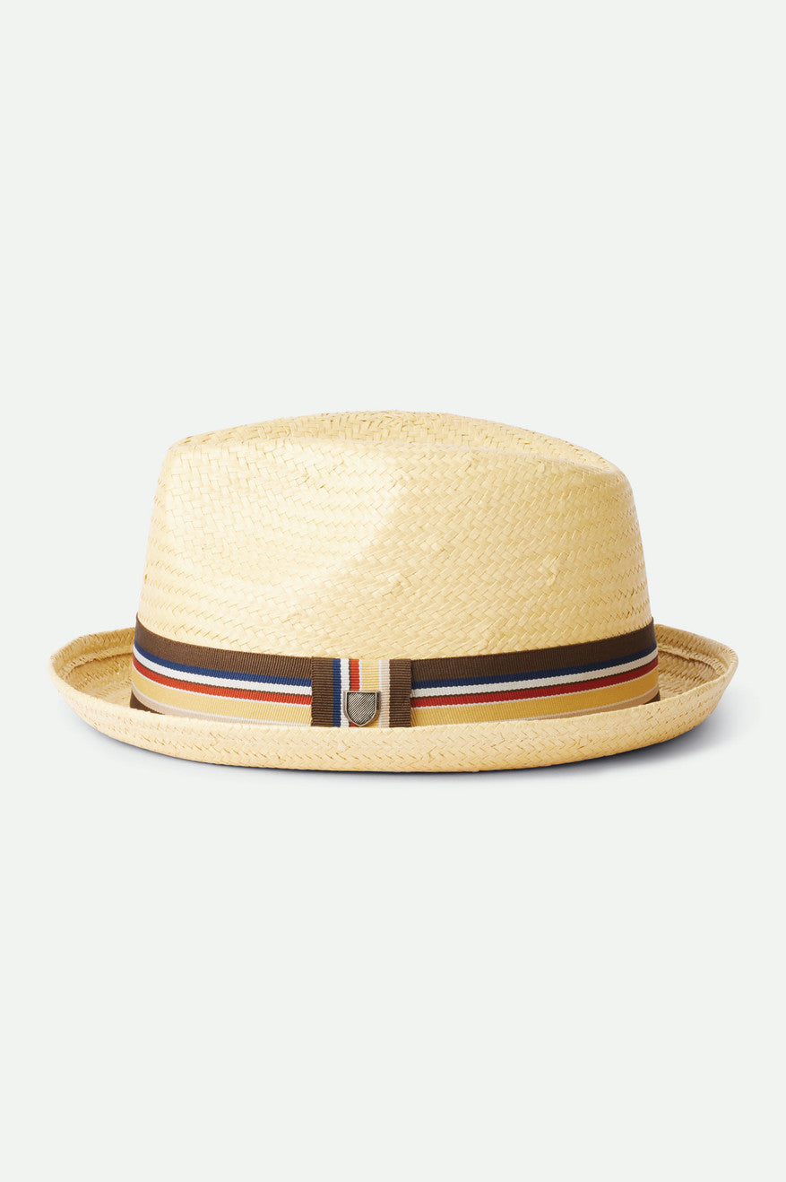 Men's Brixton Castor Straw Fedoras Brown | 1870925-WZ