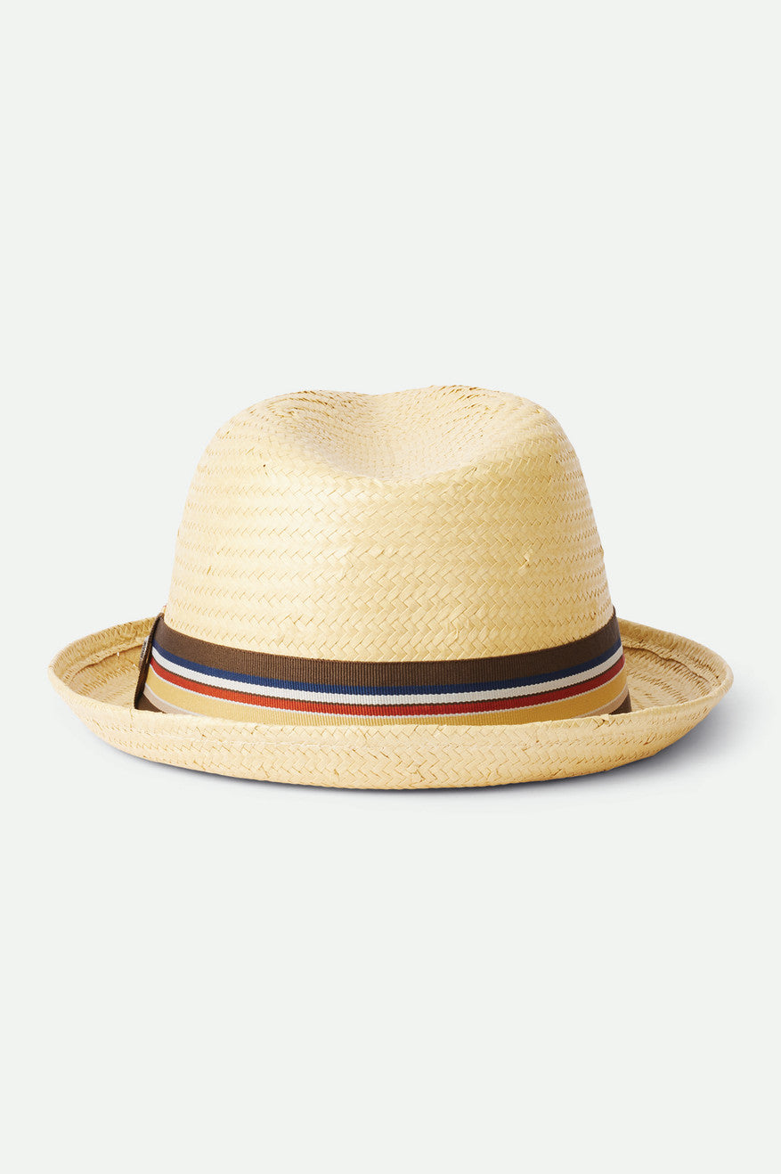 Men's Brixton Castor Straw Fedoras Brown | 1870925-WZ