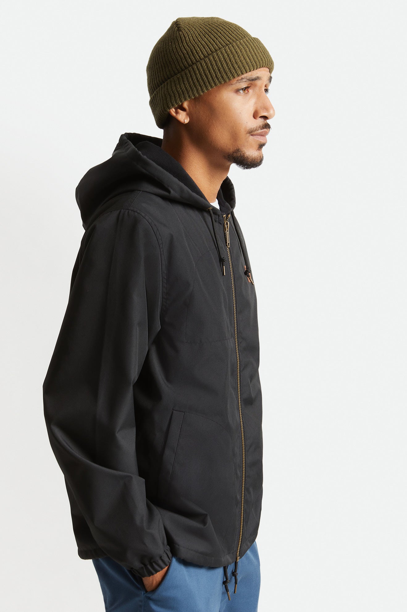 Men's Brixton Claxton Beta Zip Jackets Black | 5867310-YN