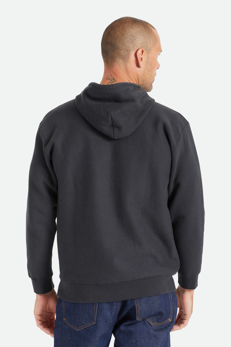 Men's Brixton Cooper Reserve Raglan Hoodie Black | 1682537-QC