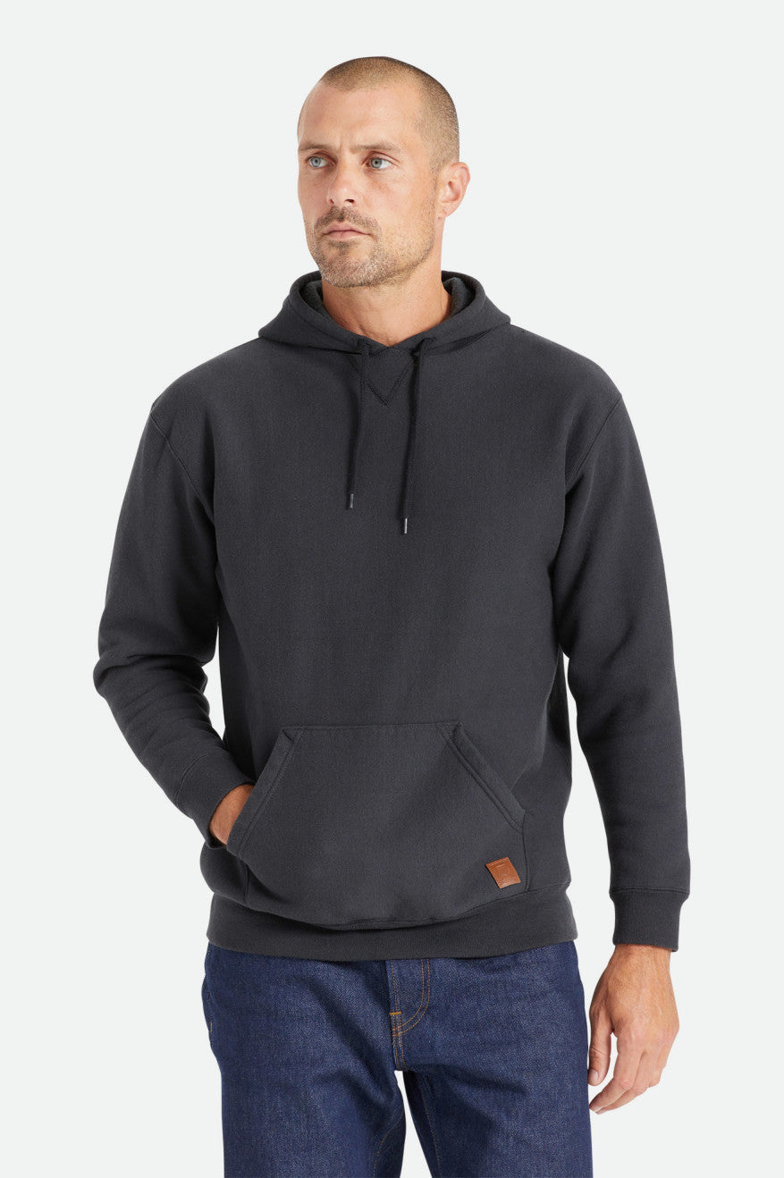 Men\'s Brixton Cooper Reserve Raglan Hoodie Black | 1682537-QC