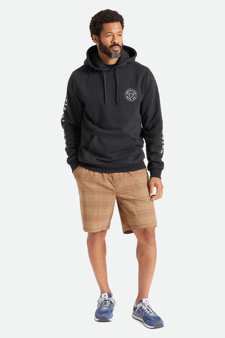 Men's Brixton Crest Hoodie Black / Green / White | 8365920-QE