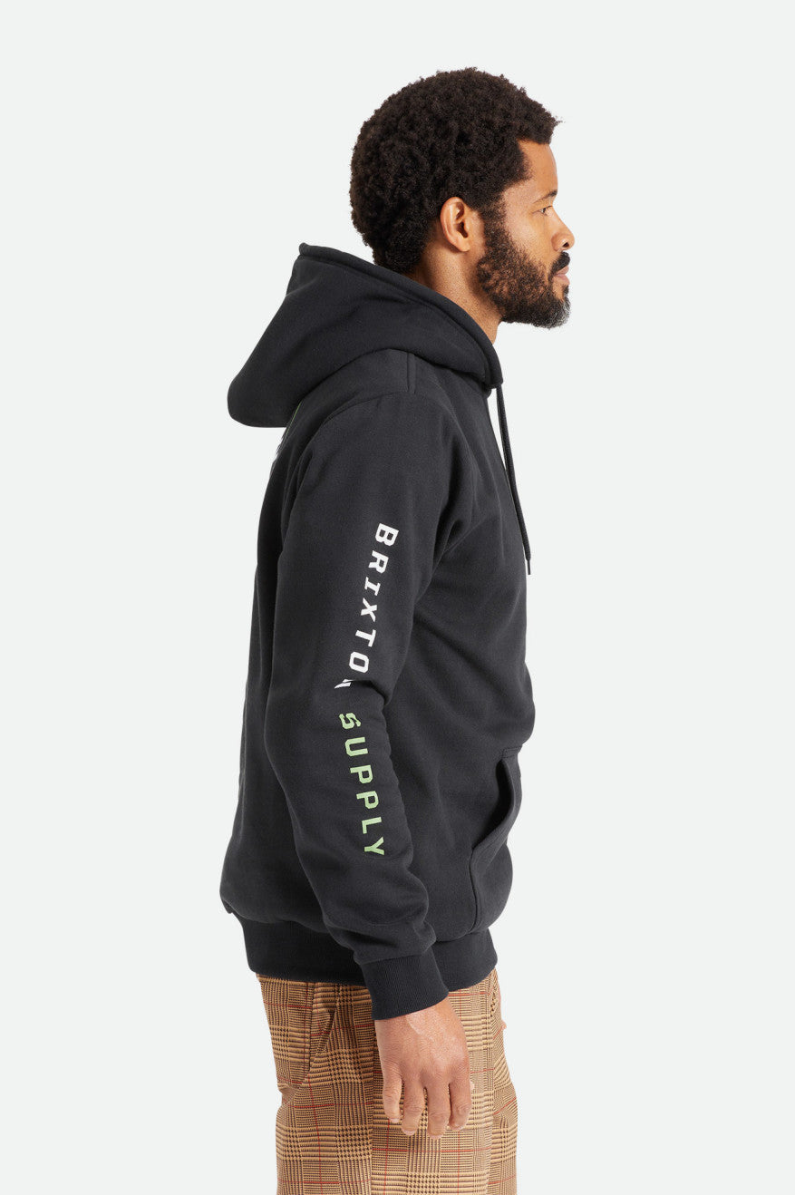 Men's Brixton Crest Hoodie Black / Green / White | 8365920-QE