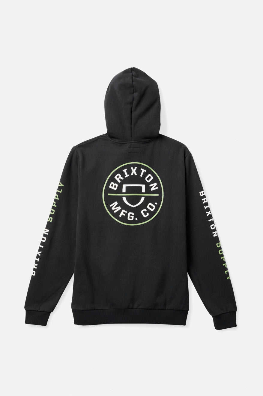 Men's Brixton Crest Hoodie Black / Green / White | 8365920-QE