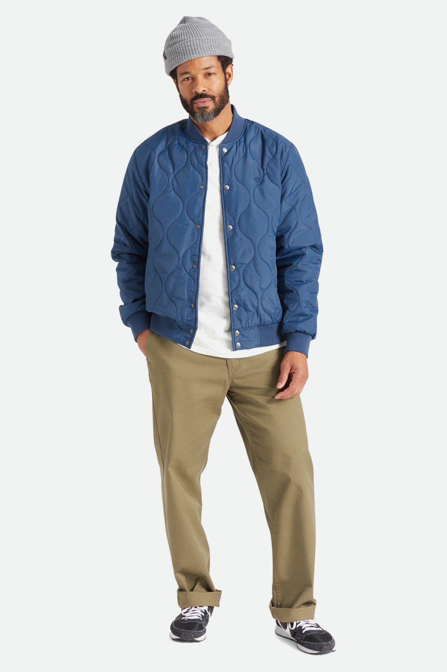 Men's Brixton Dillinger Quilted Bomber Jackets Blue | 3982450-QV