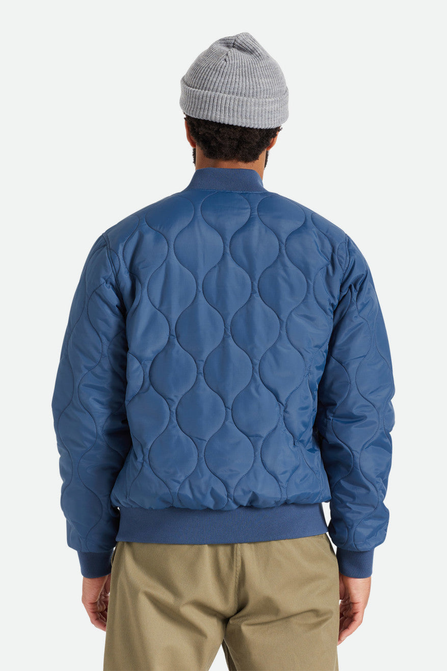 Men's Brixton Dillinger Quilted Bomber Jackets Blue | 3982450-QV