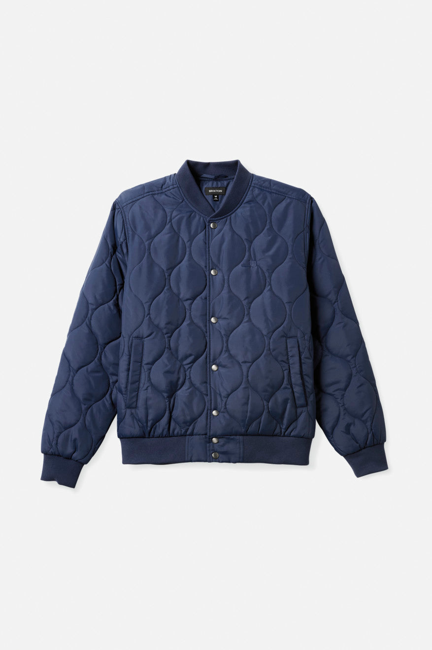 Men's Brixton Dillinger Quilted Bomber Jackets Blue | 3982450-QV