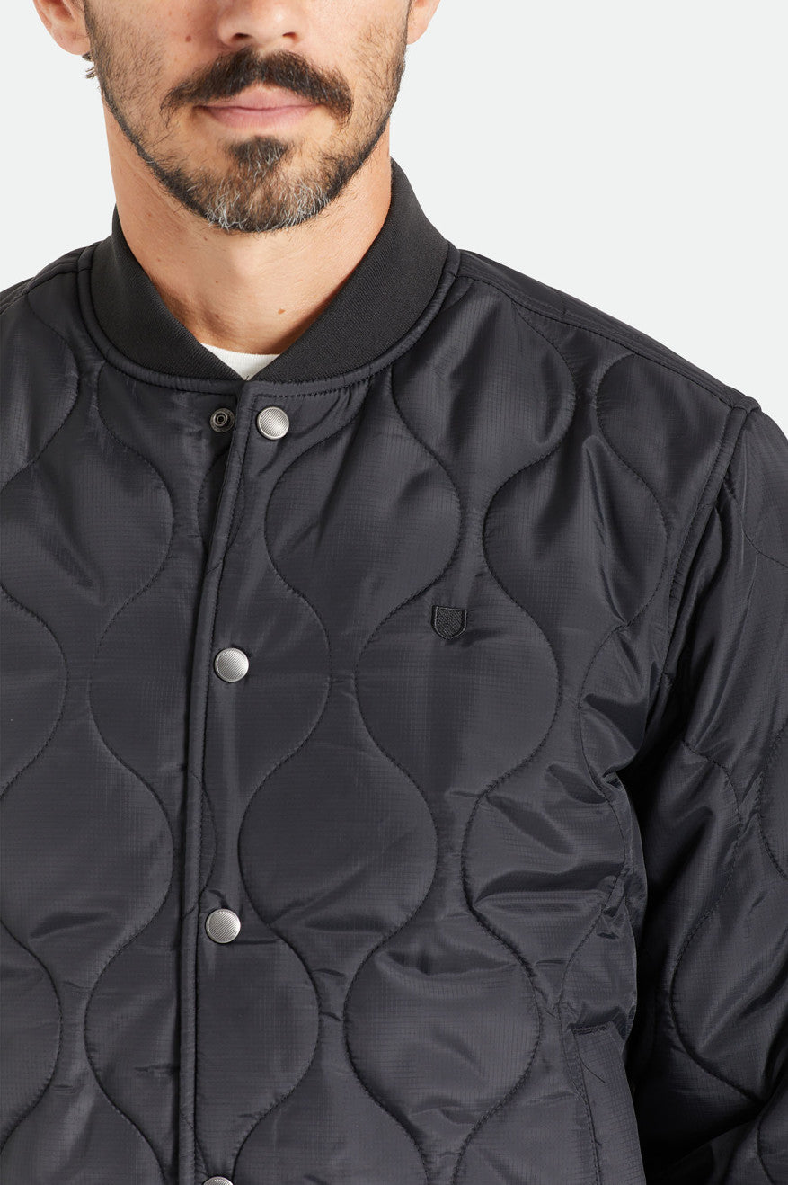 Men's Brixton Dillinger Quilted Bomber Jackets Black | 7503842-OD