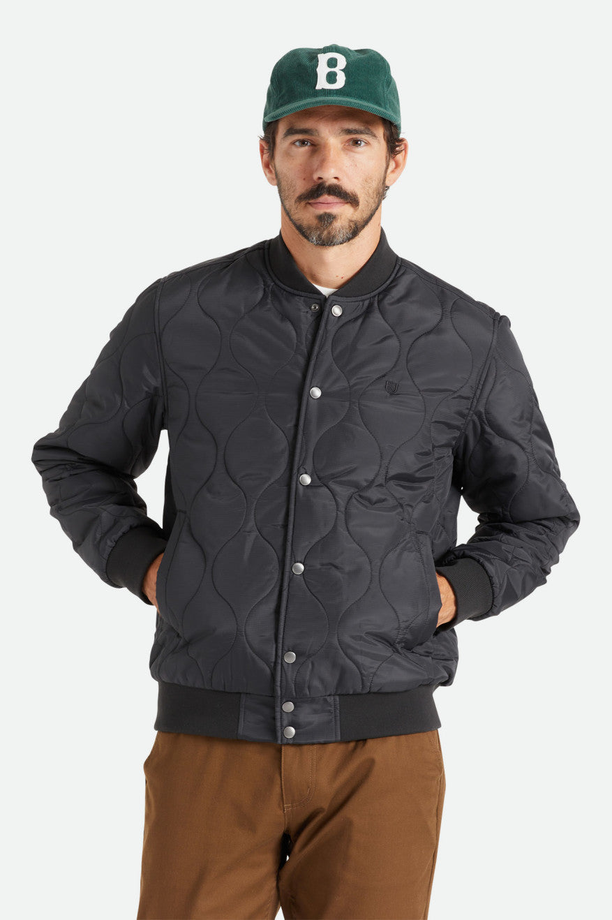 Men's Brixton Dillinger Quilted Bomber Jackets Black | 7503842-OD