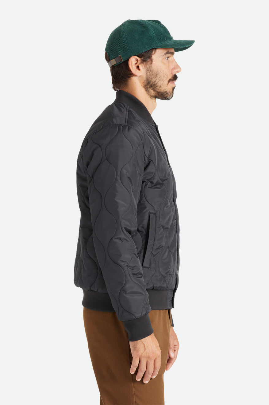 Men's Brixton Dillinger Quilted Bomber Jackets Black | 7503842-OD