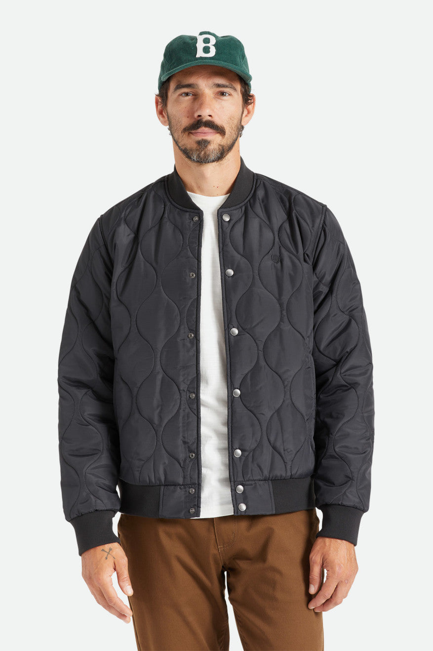 Men\'s Brixton Dillinger Quilted Bomber Jackets Black | 7503842-OD