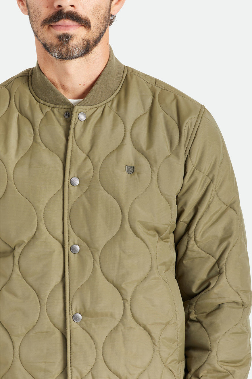 Men's Brixton Dillinger Quilted Bomber Jackets Olive | 9861742-VK