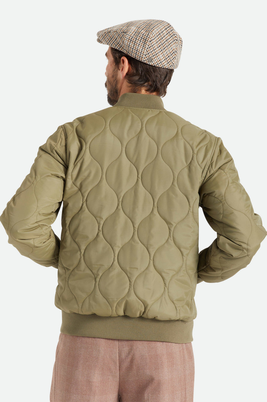 Men's Brixton Dillinger Quilted Bomber Jackets Olive | 9861742-VK