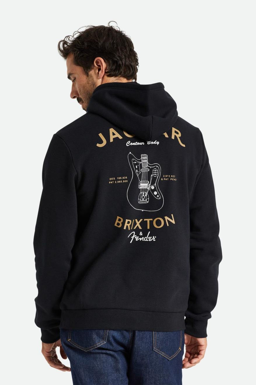 Men's Brixton Fender Jaguar Claws Hoodie Black | 2397504-AN