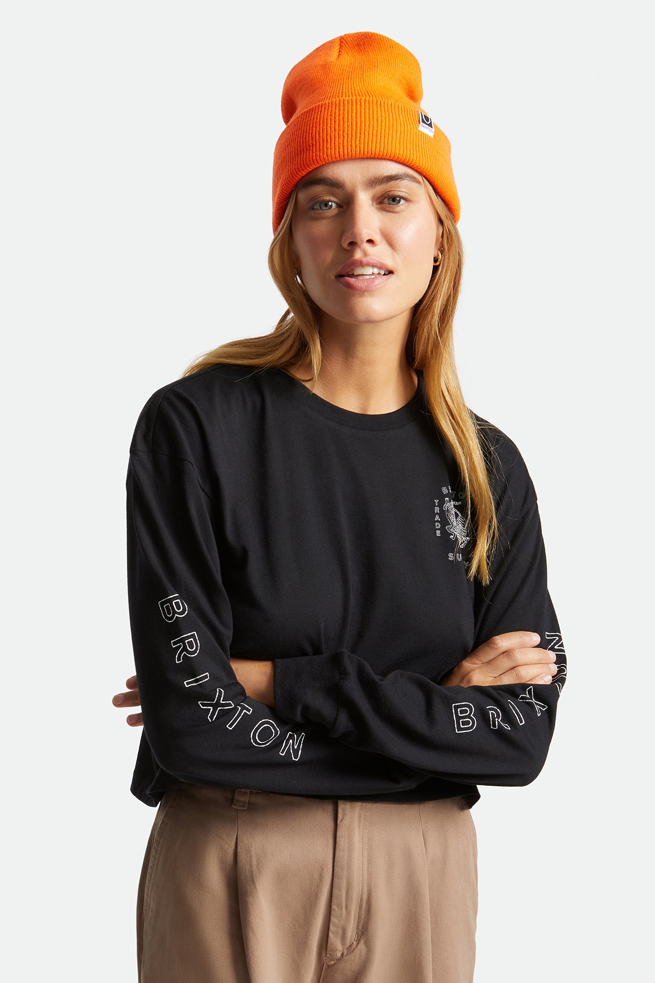 Men's Brixton Harbor Beta Watch Cap Beanie Orange | 1982645-VA