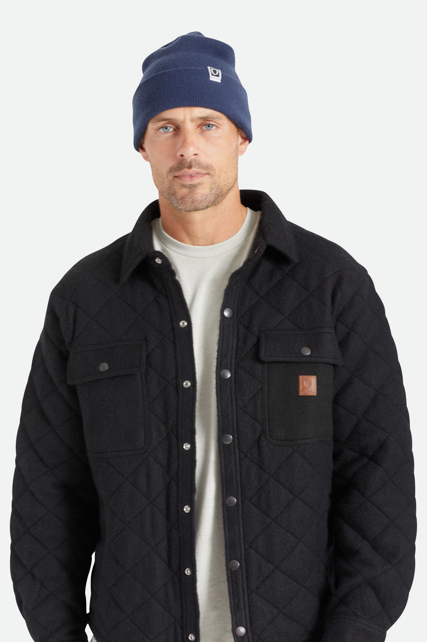 Men's Brixton Harbor Beta Watch Cap Beanie Navy | 4038976-NG