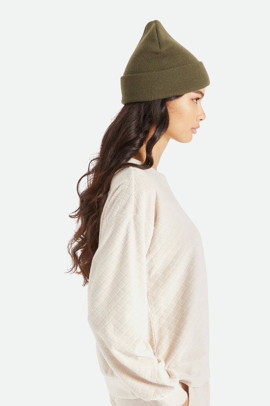 Men's Brixton Harbor Beta Watch Cap Beanie Olive | 6480293-VK