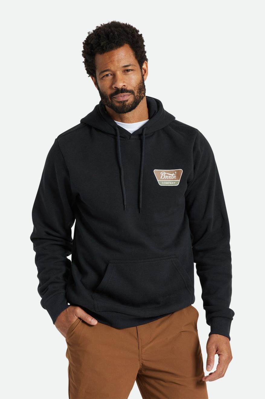 Men\'s Brixton Linwood Hoodie Black | 0392847-NG