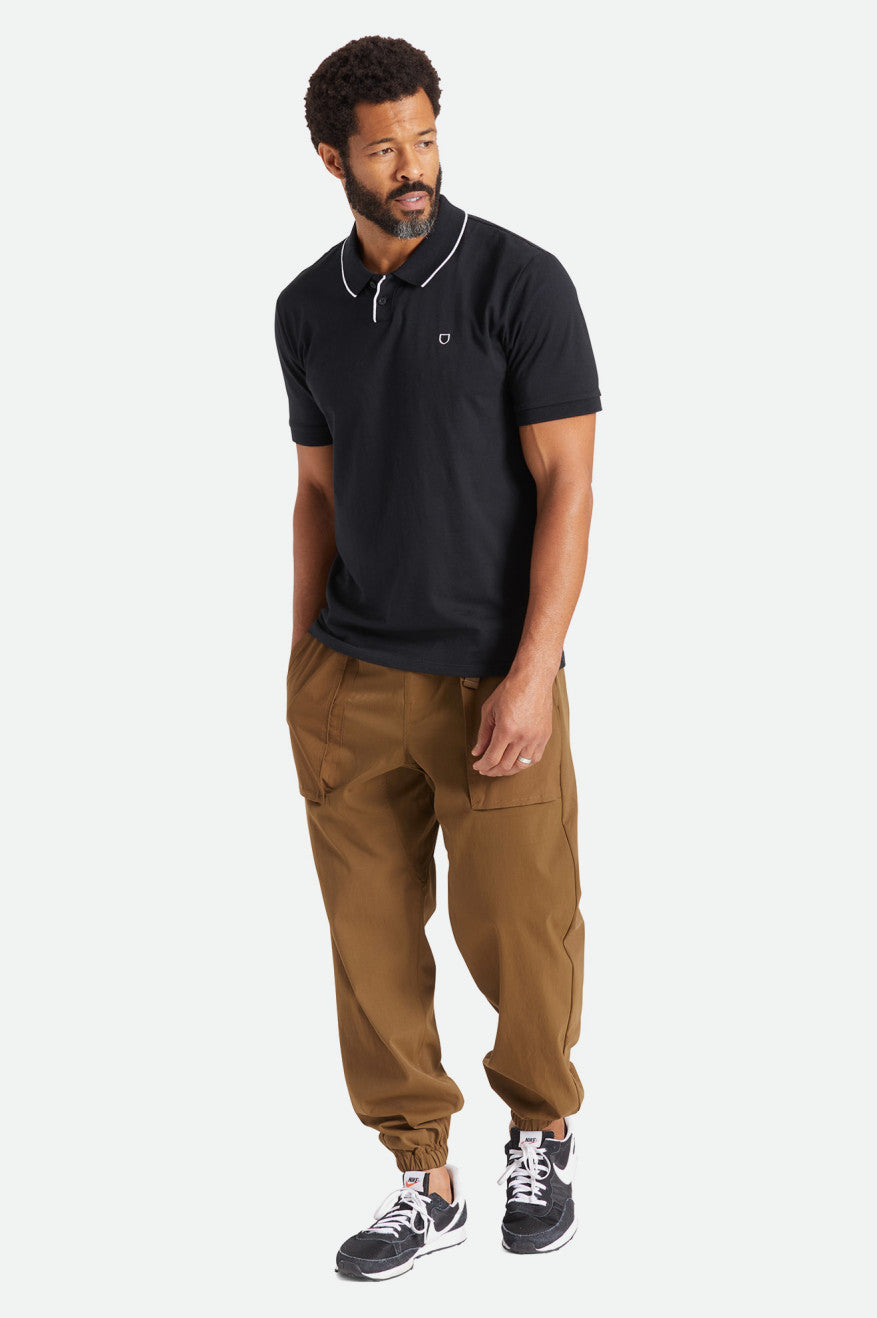 Men's Brixton Proper S/S Polo Knitwear Black | 3045127-JQ