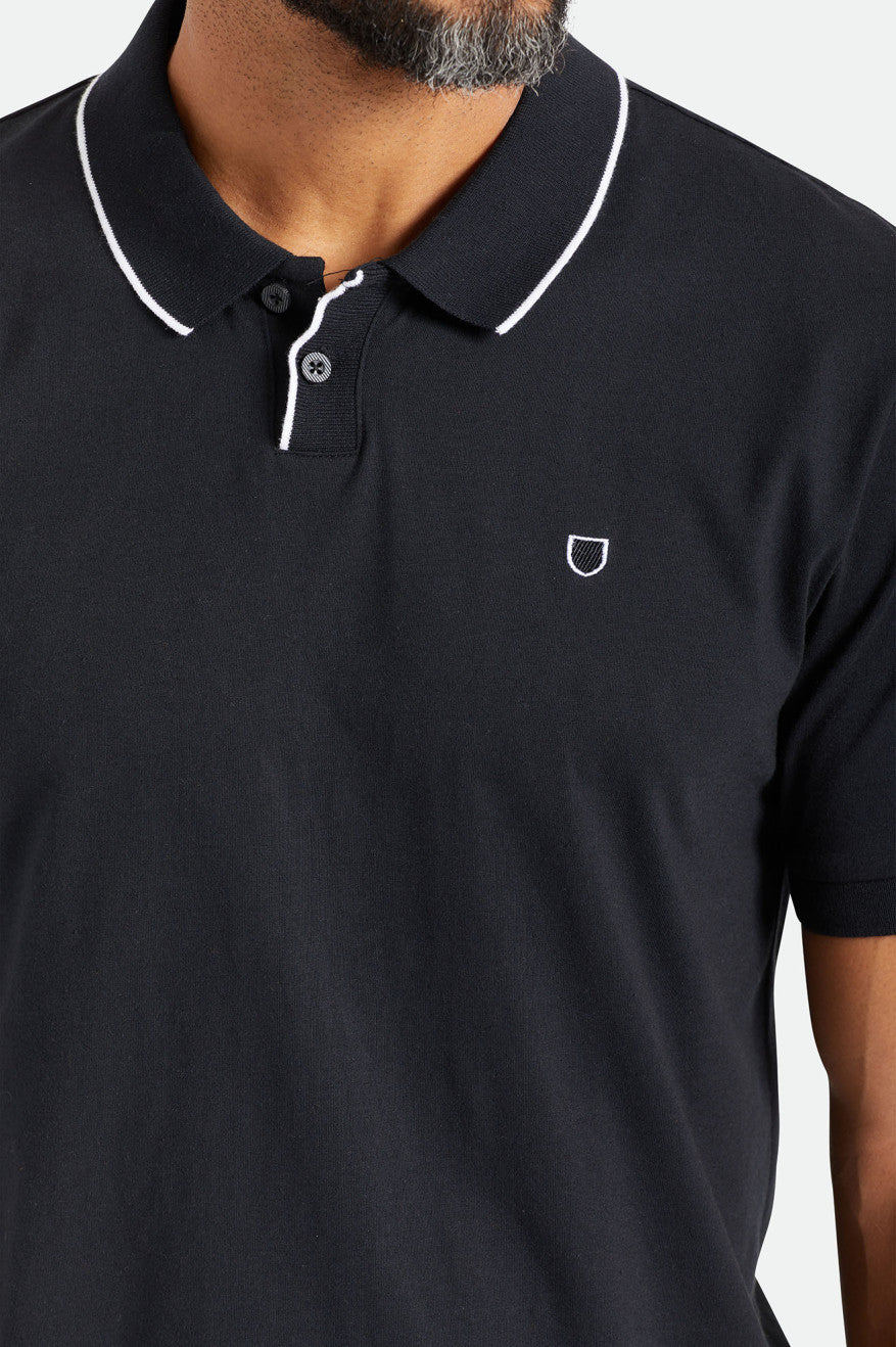 Men's Brixton Proper S/S Polo Knitwear Black | 3045127-JQ