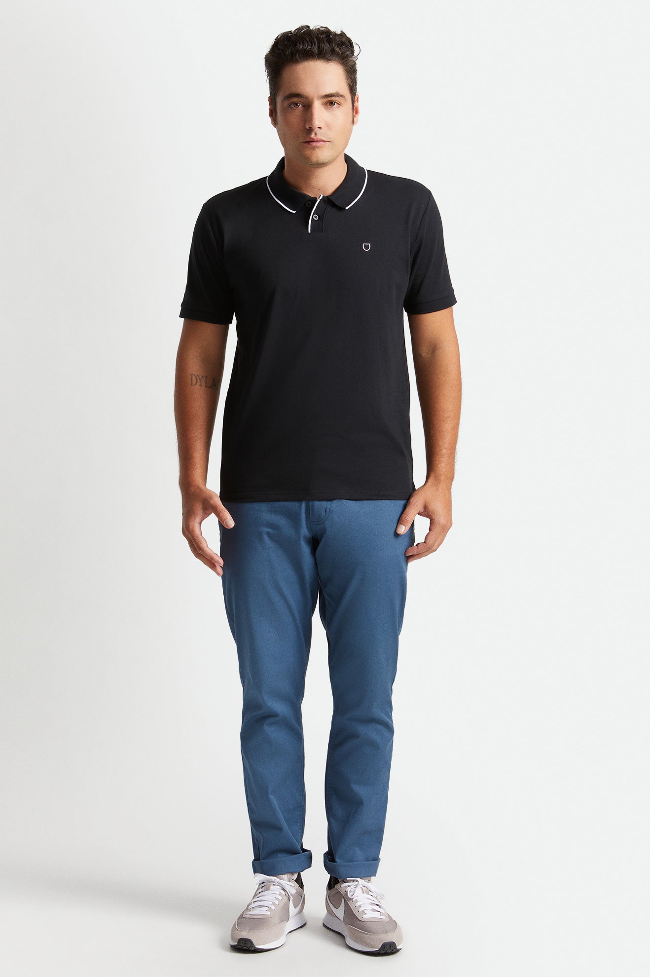 Men's Brixton Proper S/S Polo Knitwear Black / White | 6039184-QS