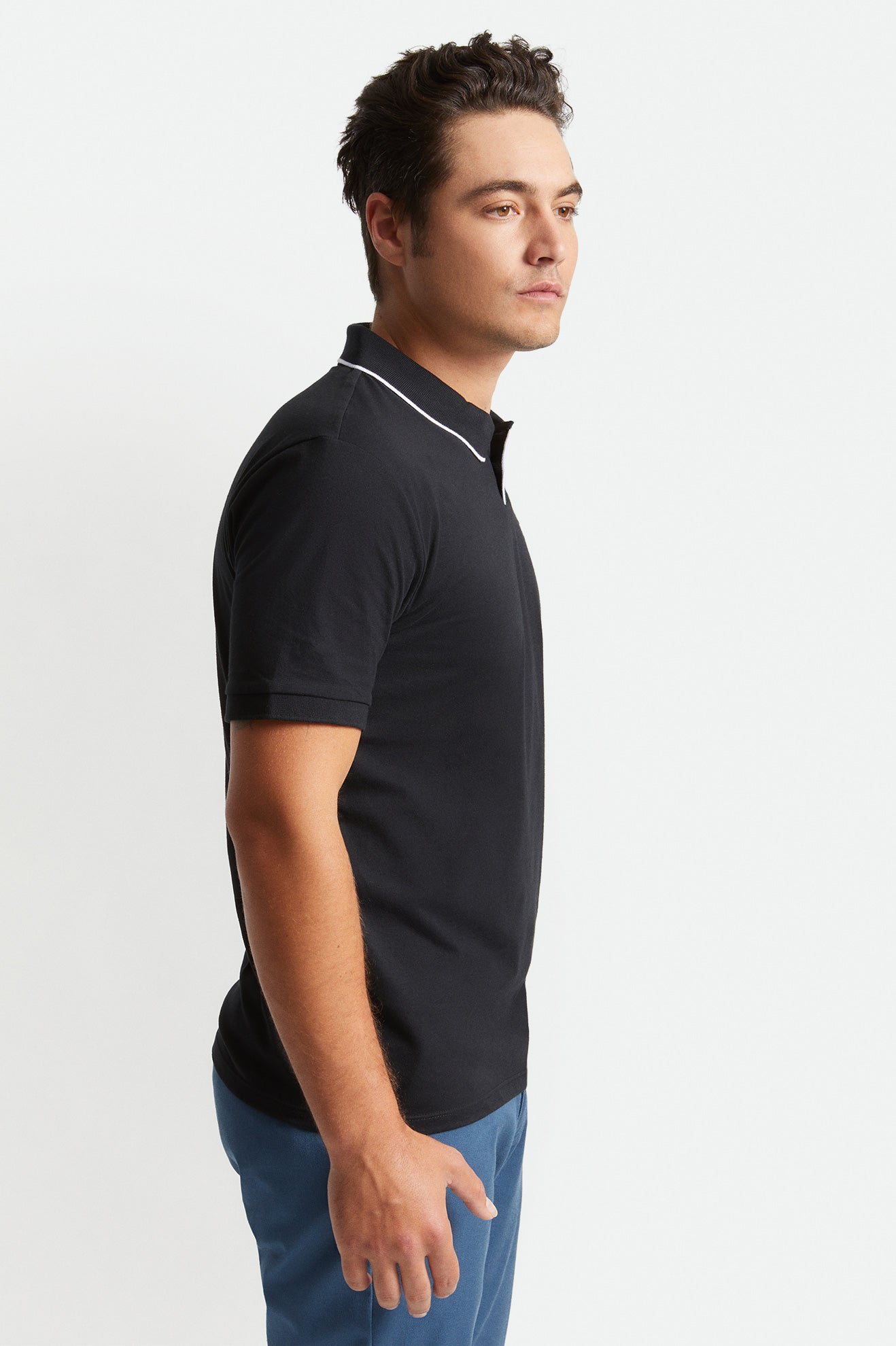 Men's Brixton Proper S/S Polo Knitwear Black / White | 6039184-QS