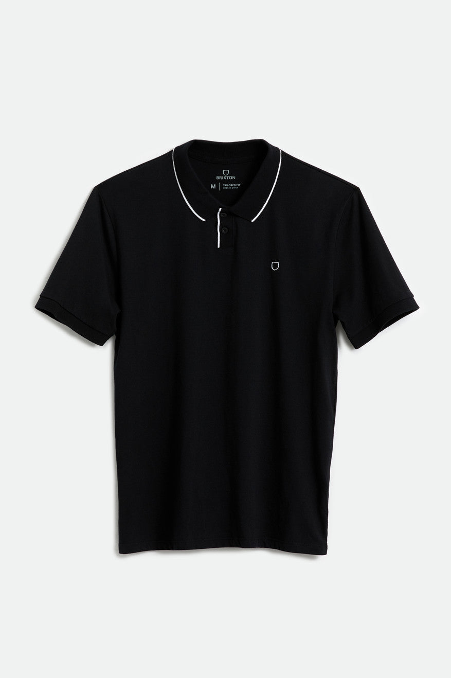 Men's Brixton Proper S/S Polo Knitwear Black / White | 6039184-QS