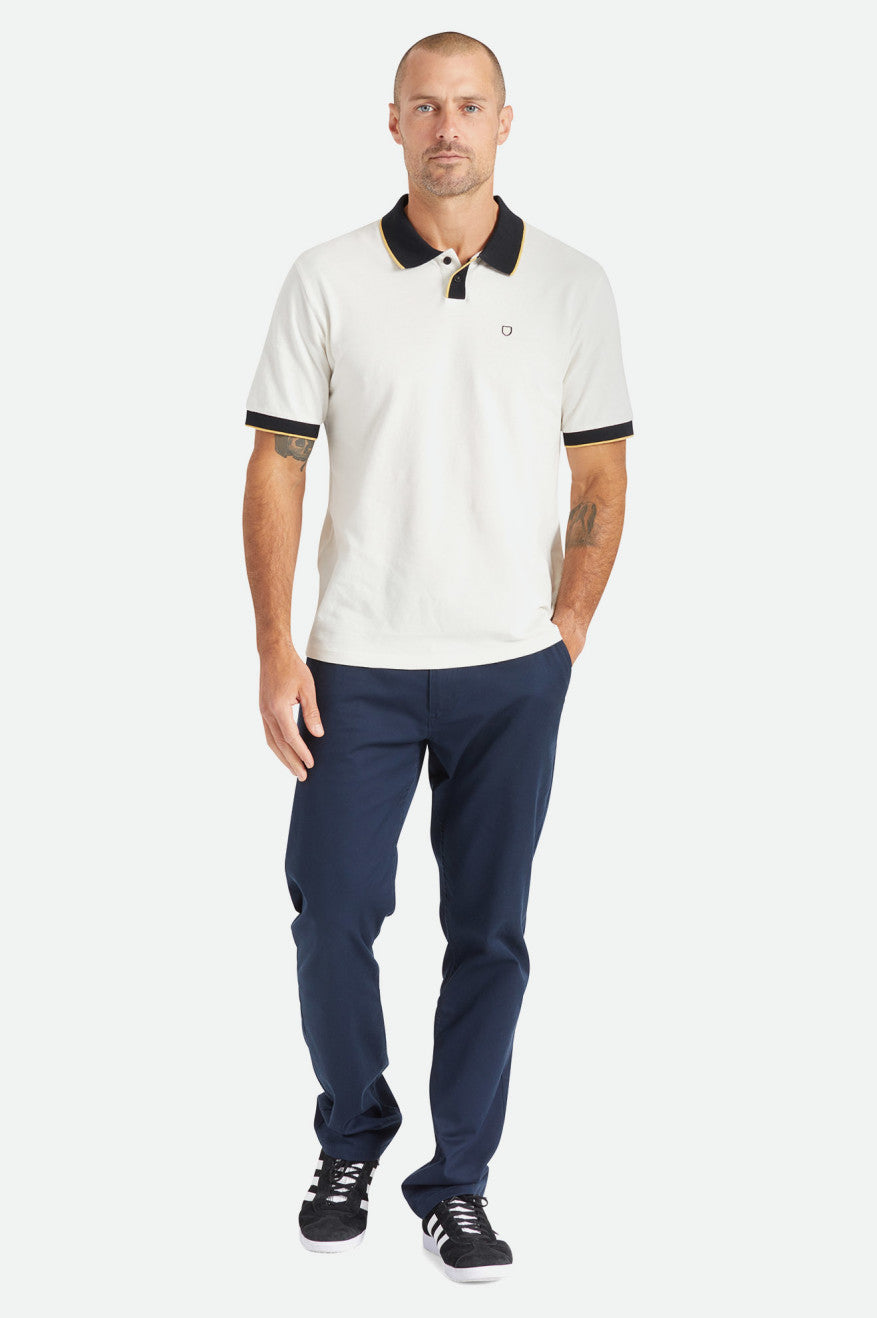 Men's Brixton Proper S/S Polo Knitwear White / Black | 2973056-GC