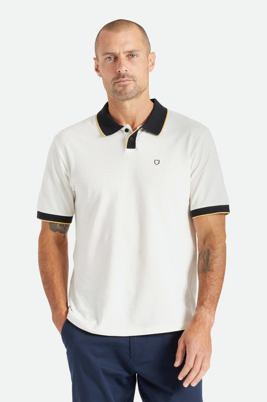 Men\'s Brixton Proper S/S Polo Knitwear White / Black | 2973056-GC