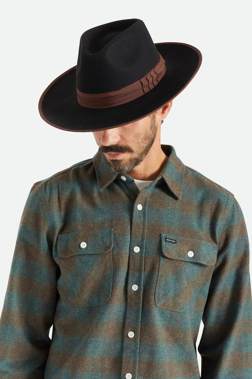 Men's Brixton Reno Fedoras Black / Brown | 9736802-PR