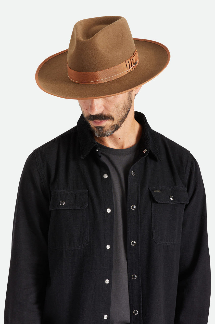 Men's Brixton Reno Fedoras Coffee | 4357816-WG