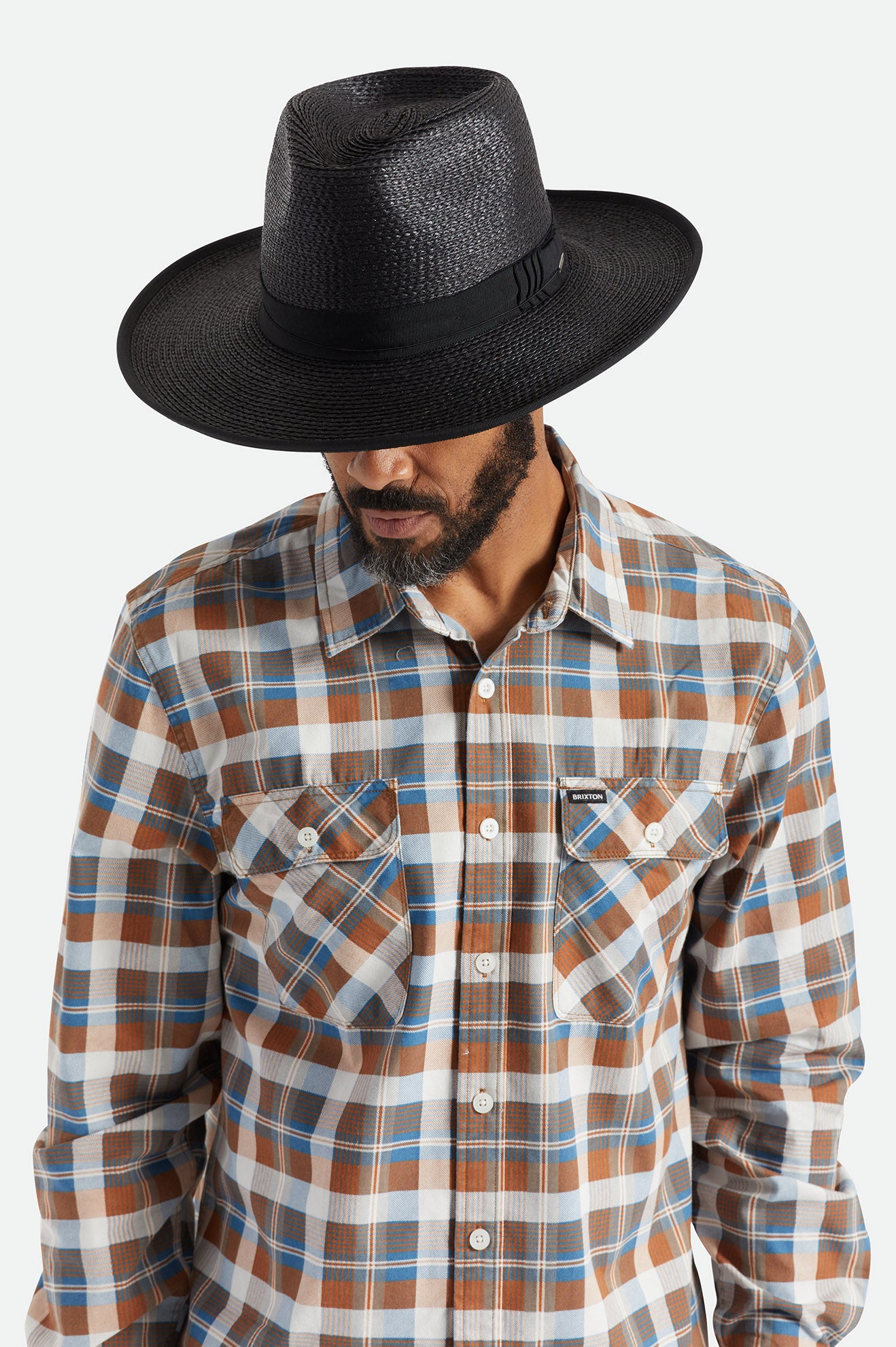 Men's Brixton Reno Straw Hats Black | 6183479-VK