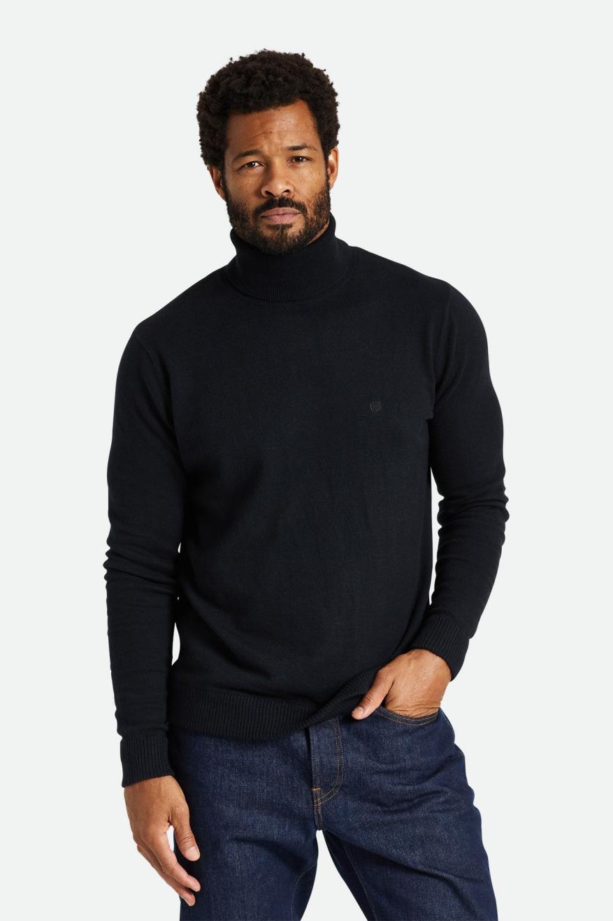 Men\'s Brixton Reserve Cashmere L/S Turtleneck Knitwear Black | 1746382-CK