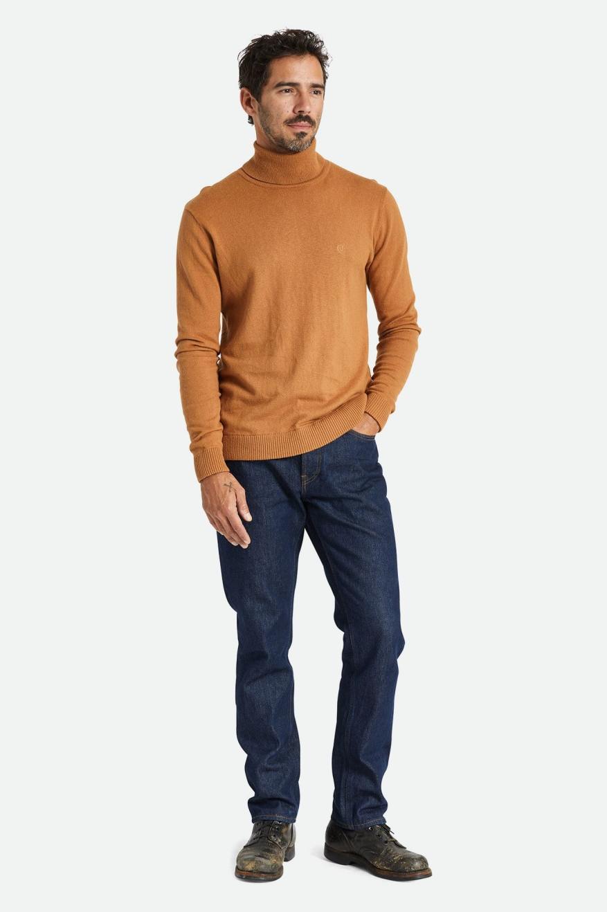 Men's Brixton Reserve Cashmere L/S Turtleneck Knitwear Brown | 4983507-EW