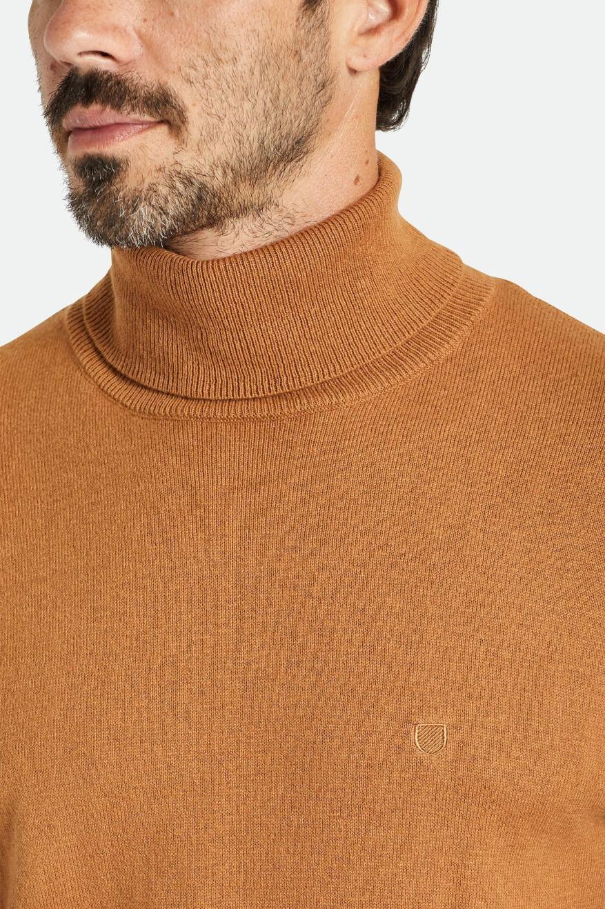 Men's Brixton Reserve Cashmere L/S Turtleneck Knitwear Brown | 4983507-EW