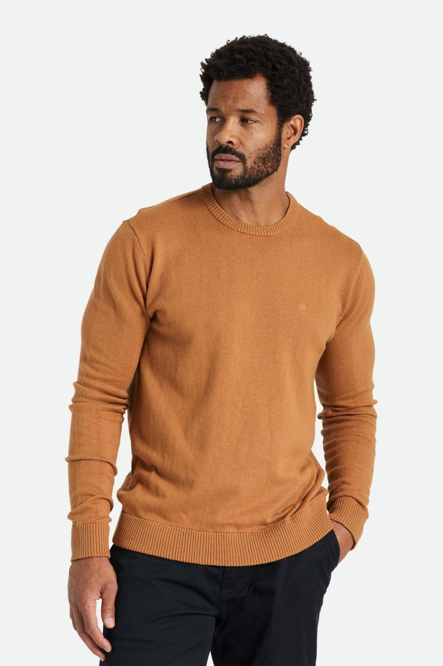 Men\'s Brixton Reserve Cashmere Sweater Knitwear Brown | 8052694-FA