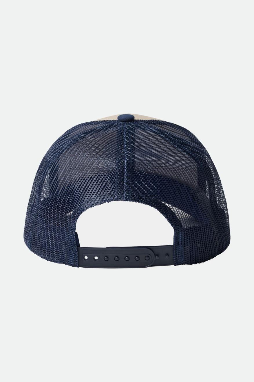 Men's Brixton Rival Stamp NetPlus MP Trucker Hat Caps Navy | 0897364-UO