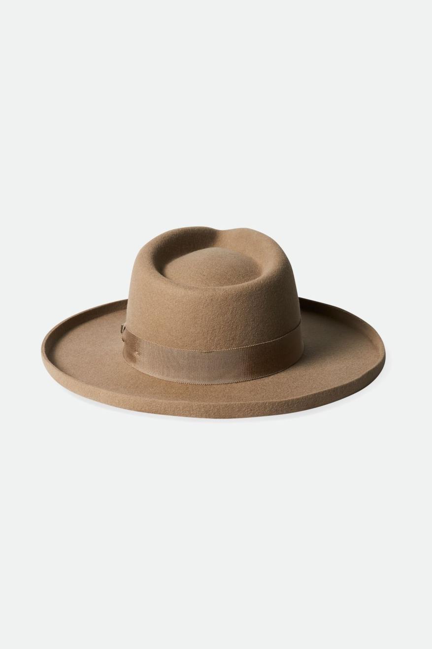 Men's Brixton Victoria Felt Fedoras Brown | 1075263-ZT