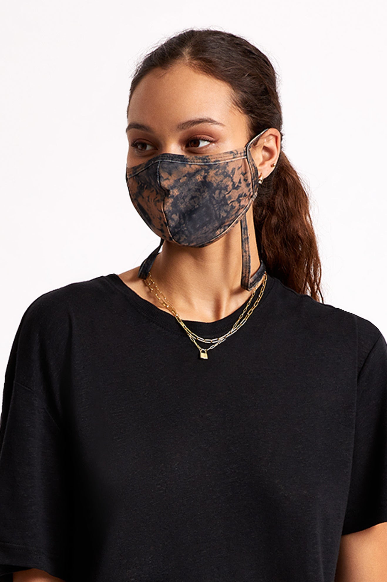 Unisex Brixton Everything Face Masks Black Orange Wash | 2890613-DS